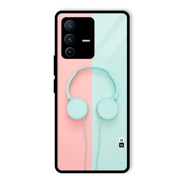 Pastel Headphones Glass Back Case for Vivo V23 Pro