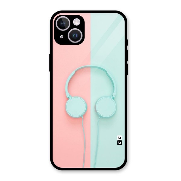 Pastel Headphones Glass Back Case for iPhone 14 Plus