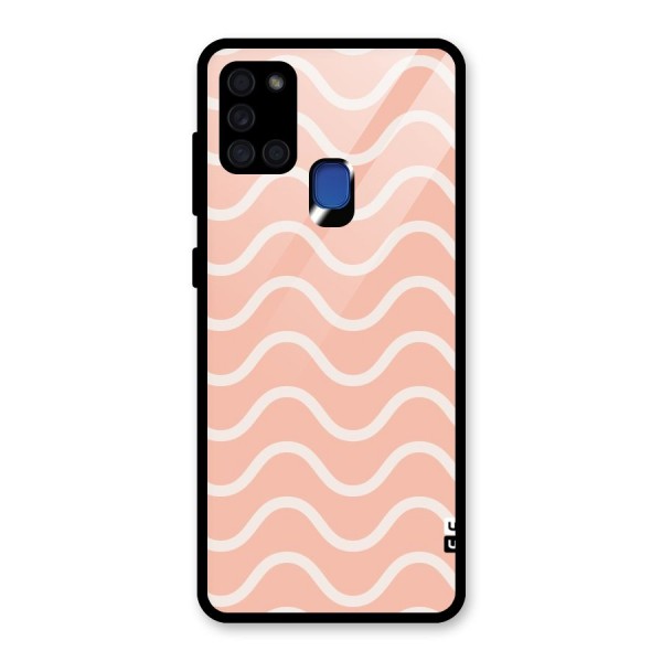 Pastel Peach Waves Glass Back Case for Galaxy A21s