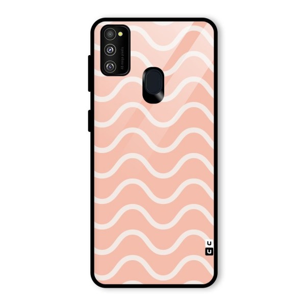 Pastel Peach Waves Glass Back Case for Galaxy M21