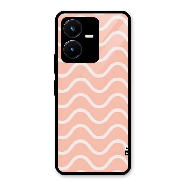 Pastel Peach Waves Glass Back Case for Vivo Y22