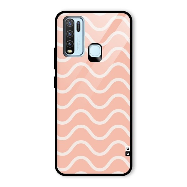 Pastel Peach Waves Glass Back Case for Vivo Y30