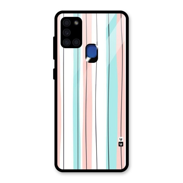 Pastel Tri Stripes Glass Back Case for Galaxy A21s