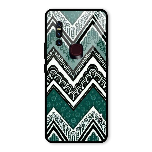 Patterned Chevron Glass Back Case for Vivo V15