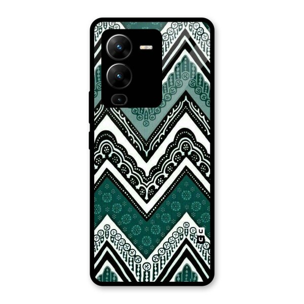 Patterned Chevron Glass Back Case for Vivo V25 Pro