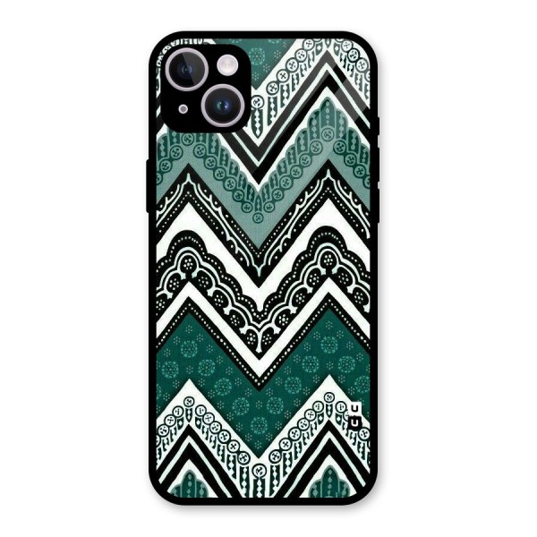 Patterned Chevron Glass Back Case for iPhone 14 Plus