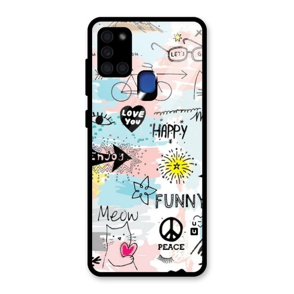 Peace And Funny Glass Back Case for Galaxy A21s