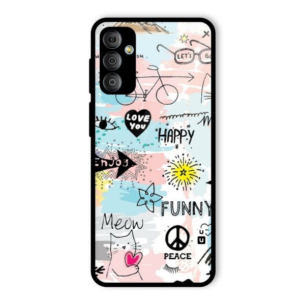 Peace And Funny Glass Back Case for Galaxy F23