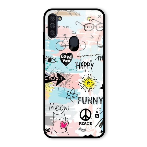 Peace And Funny Glass Back Case for Galaxy M11