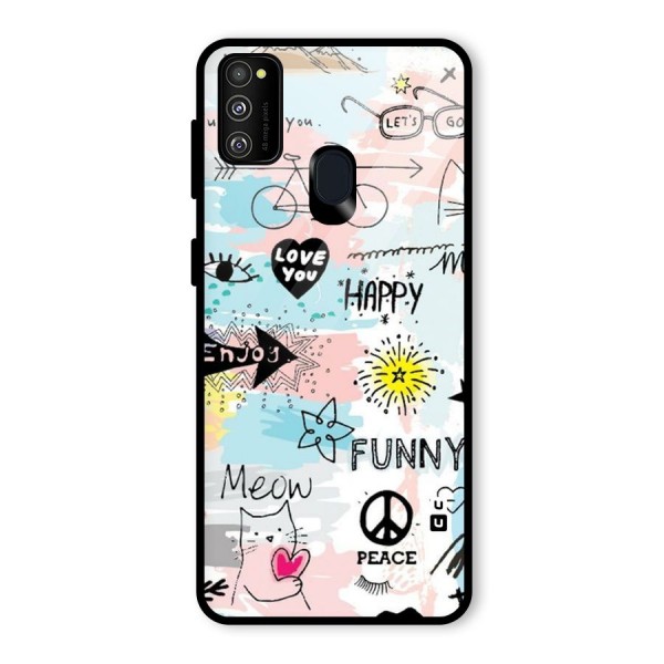 Peace And Funny Glass Back Case for Galaxy M21