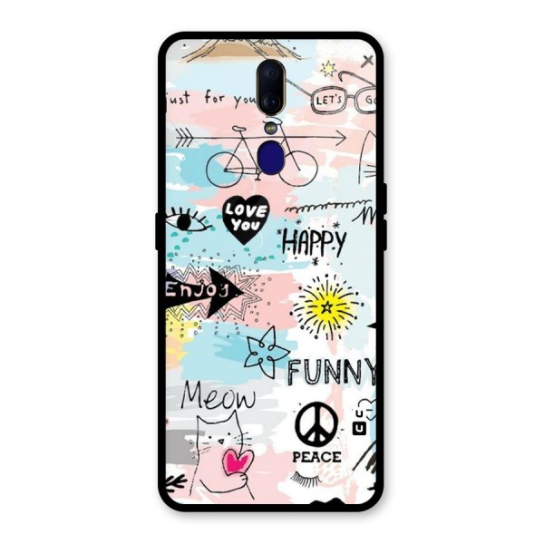 Peace And Funny Glass Back Case for Oppo F11