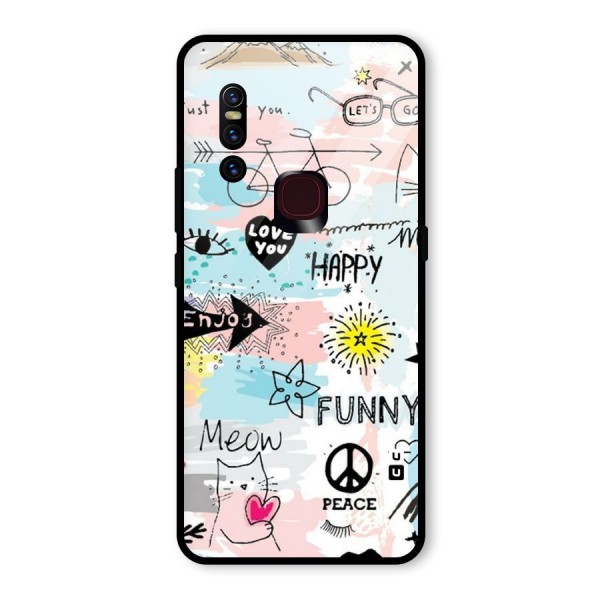 Peace And Funny Glass Back Case for Vivo V15