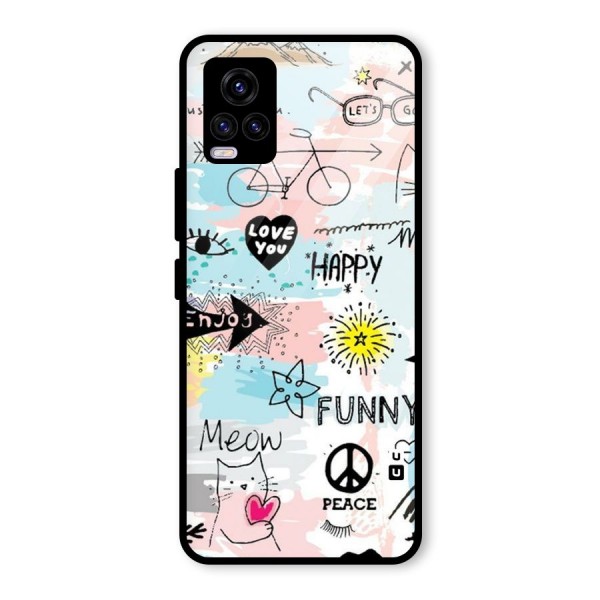 Peace And Funny Glass Back Case for Vivo V20