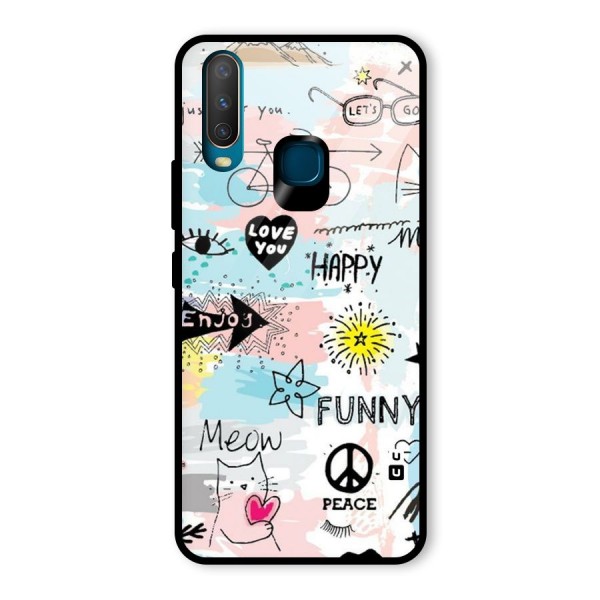 Peace And Funny Glass Back Case for Vivo Y12