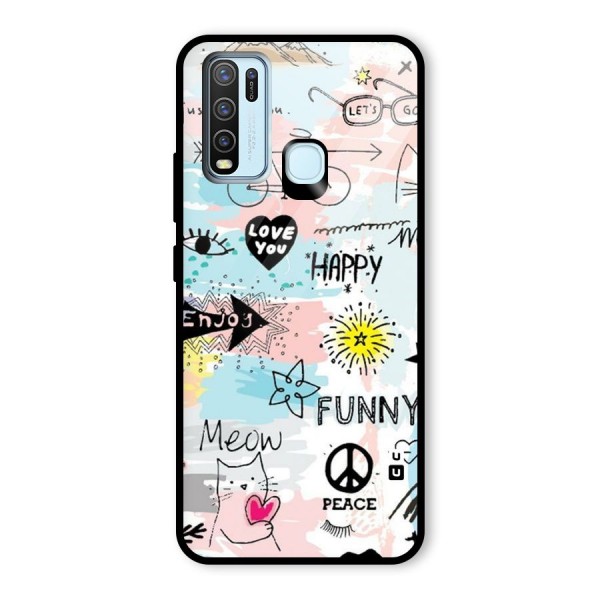 Peace And Funny Glass Back Case for Vivo Y30