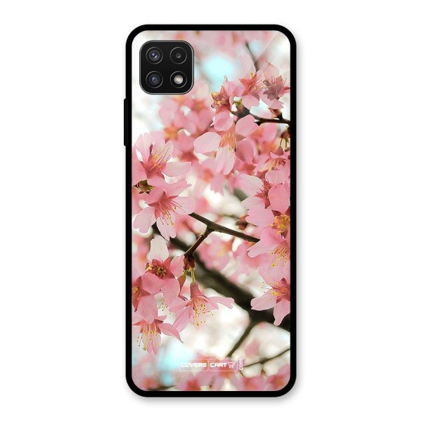 Peach Floral Glass Back Case for Galaxy A22 5G
