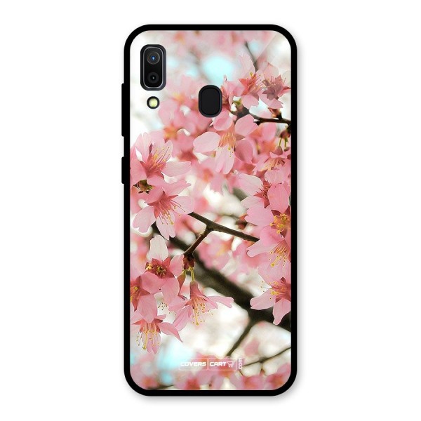 Peach Floral Glass Back Case for Galaxy A30