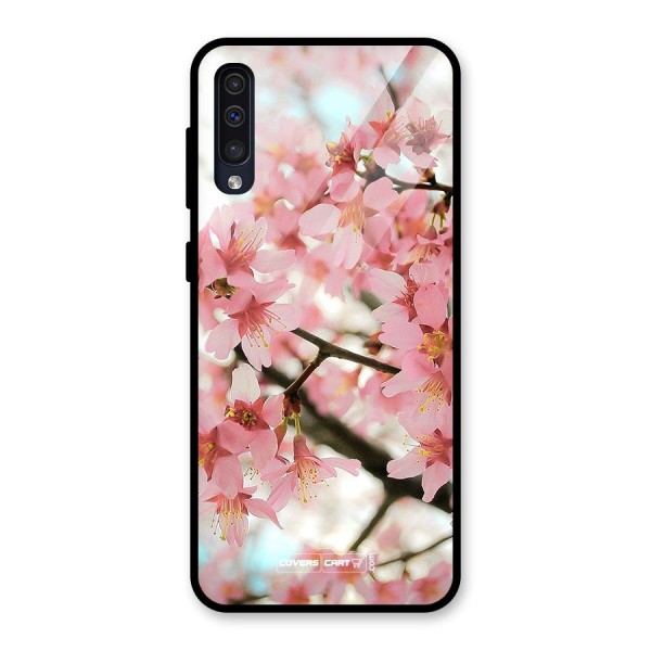 Peach Floral Glass Back Case for Galaxy A50