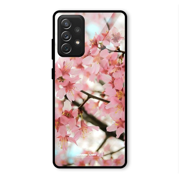 Peach Floral Glass Back Case for Galaxy A72