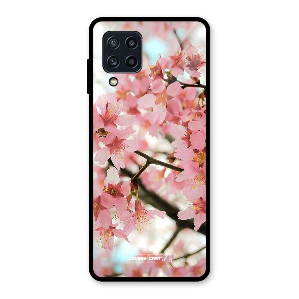 Peach Floral Glass Back Case for Galaxy M32