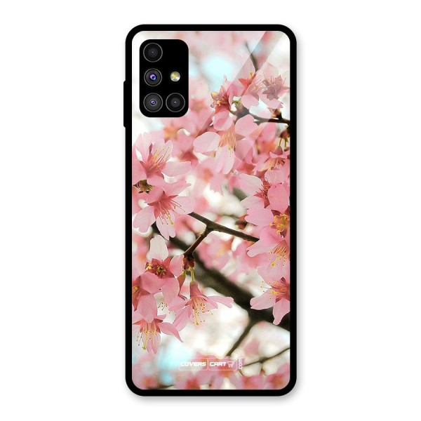 Peach Floral Glass Back Case for Galaxy M51