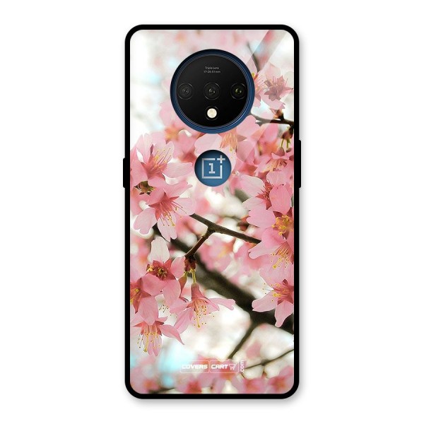 Peach Floral Glass Back Case for OnePlus 7T