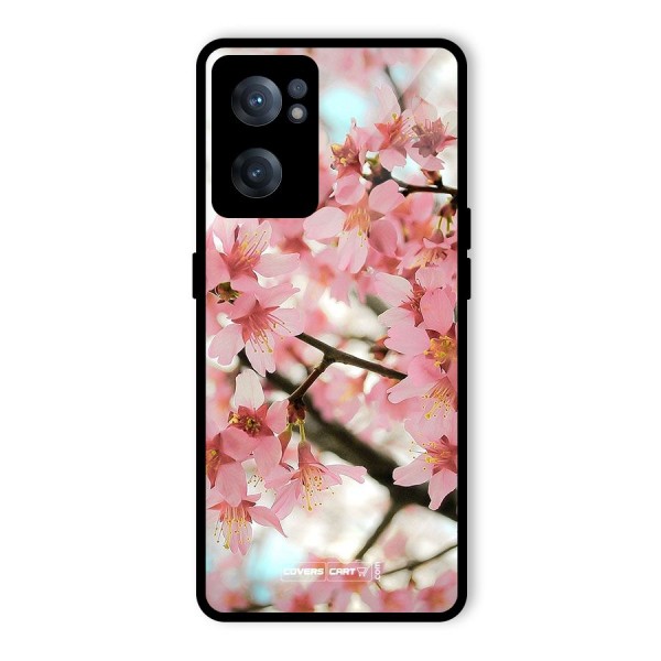 Peach Floral Glass Back Case for OnePlus Nord CE 2 5G