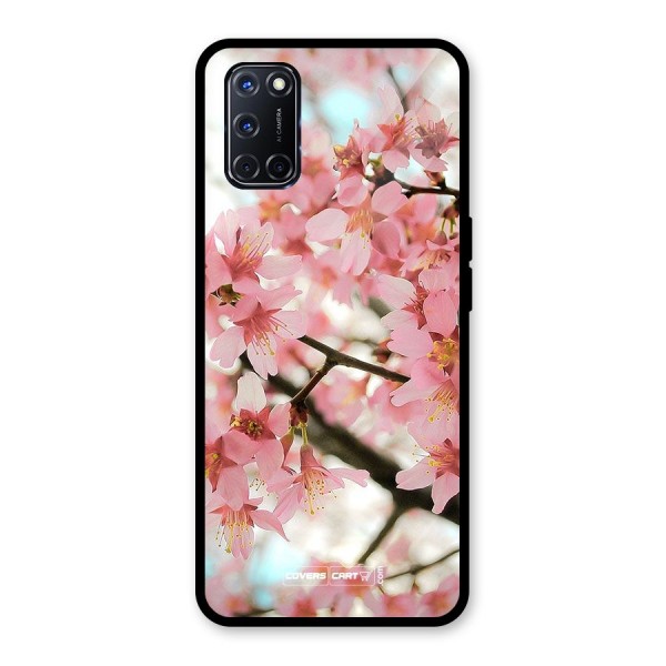 Peach Floral Glass Back Case for Oppo A52