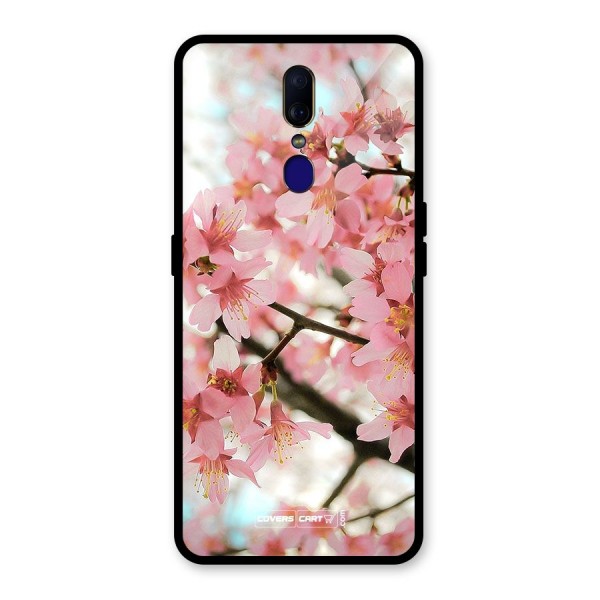 Peach Floral Glass Back Case for Oppo F11