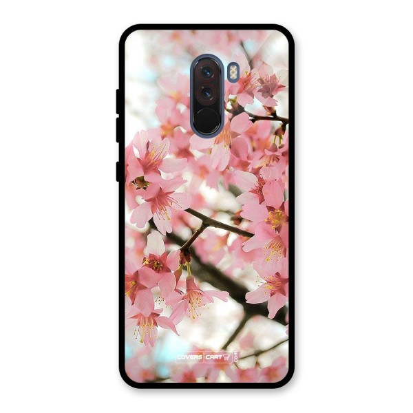 Peach Floral Glass Back Case for Poco F1