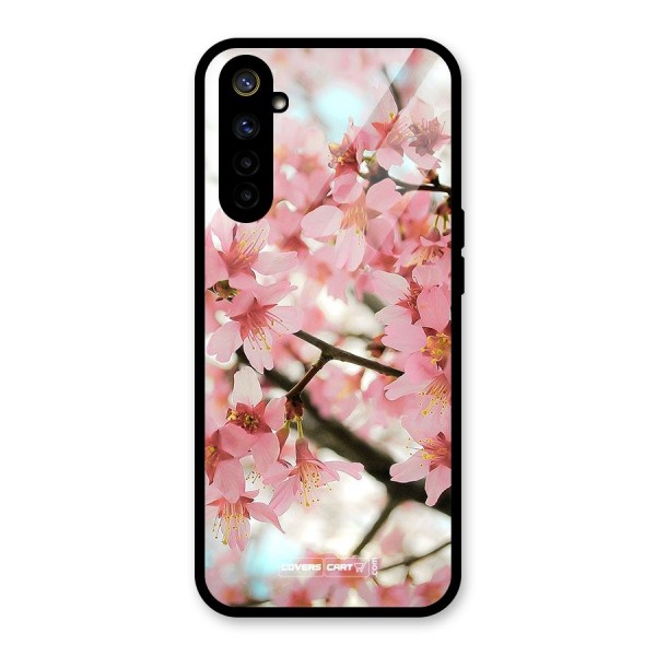 Peach Floral Glass Back Case for Realme 6