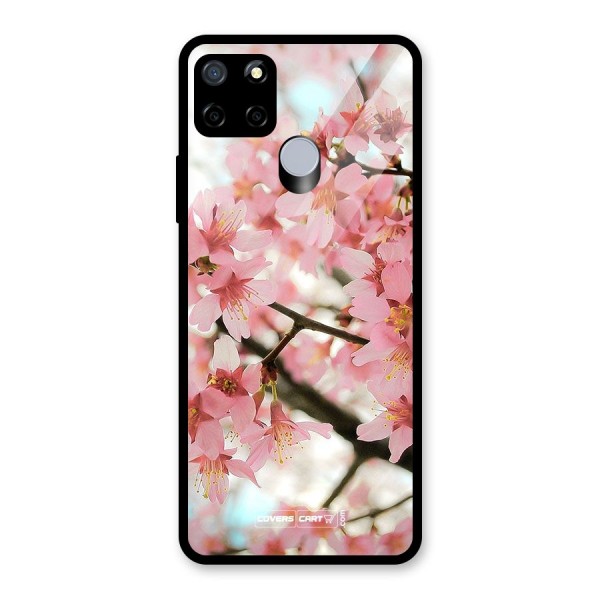 Peach Floral Glass Back Case for Realme C15