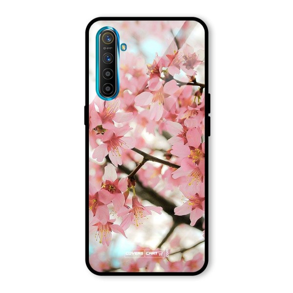 Peach Floral Glass Back Case for Realme XT