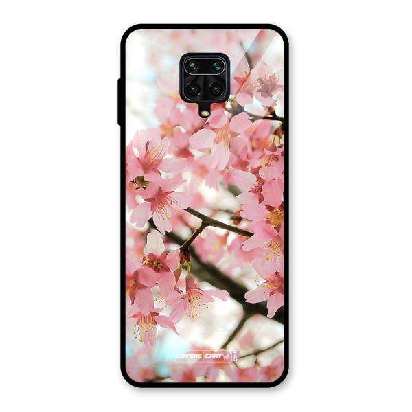Peach Floral Glass Back Case for Redmi Note 9 Pro