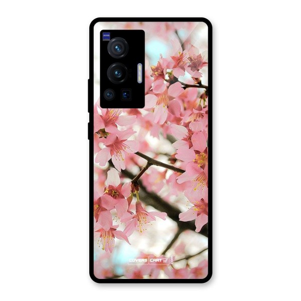 Peach Floral Glass Back Case for Vivo X70 Pro