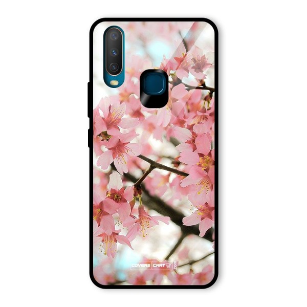 Peach Floral Glass Back Case for Vivo Y15