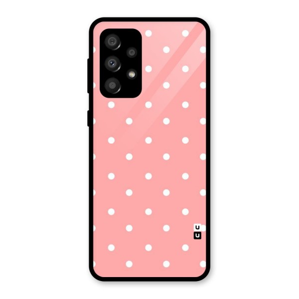 Peach Polka Pattern Glass Back Case for Galaxy A32