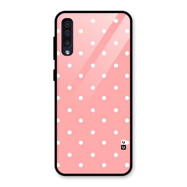 Peach Polka Pattern Glass Back Case for Galaxy A50s