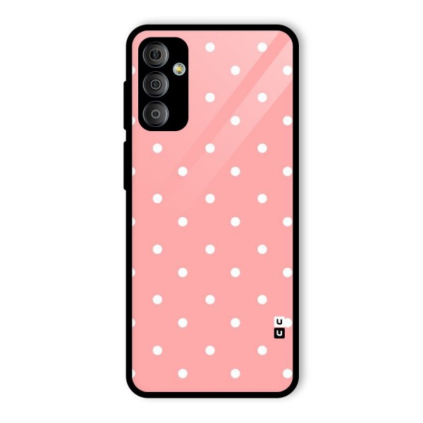 Peach Polka Pattern Glass Back Case for Galaxy F23