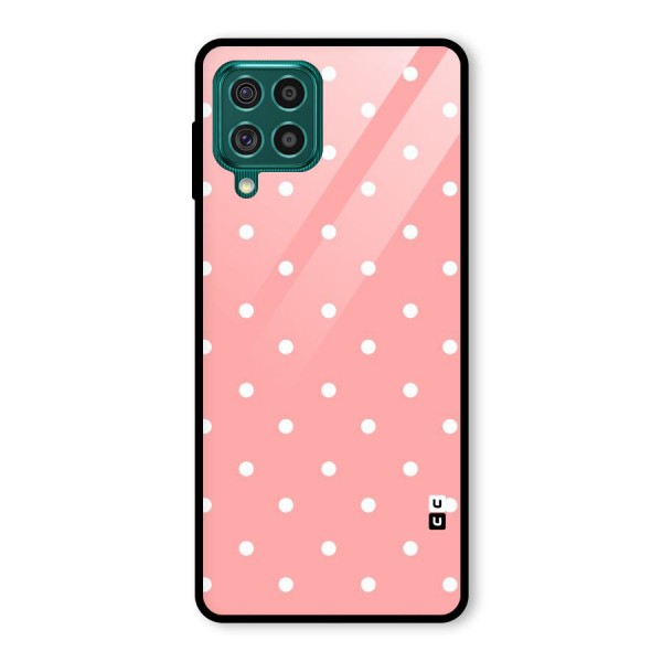 Peach Polka Pattern Glass Back Case for Galaxy F62