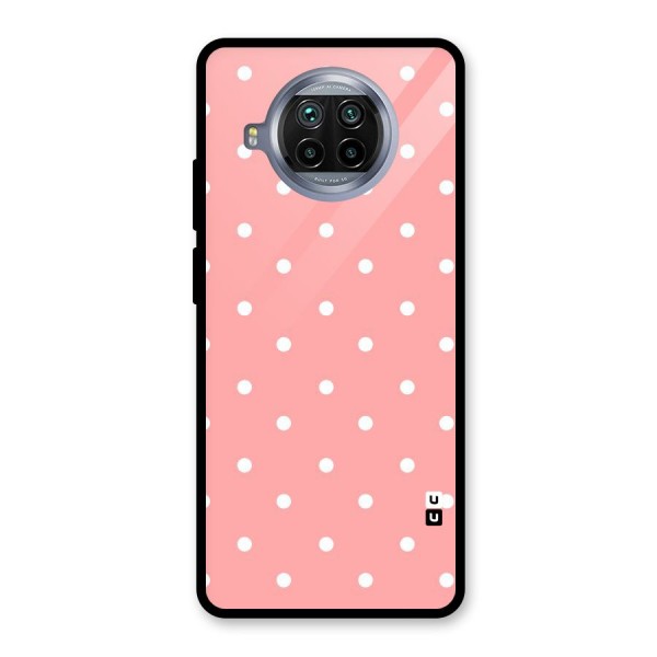 Peach Polka Pattern Glass Back Case for Mi 10i