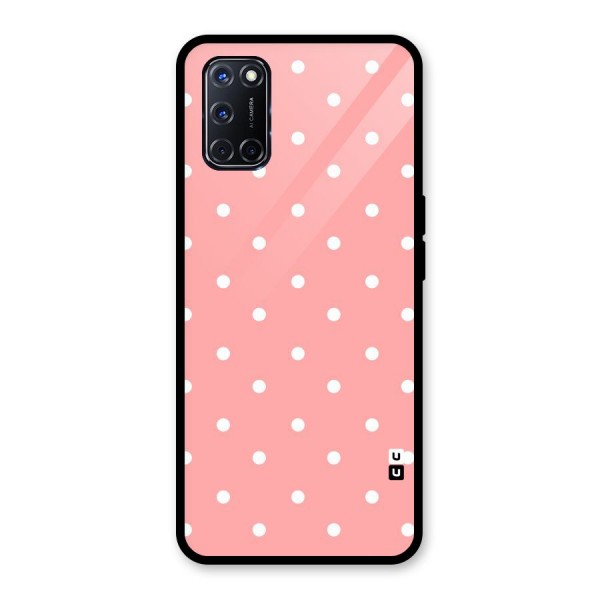 Peach Polka Pattern Glass Back Case for Oppo A52