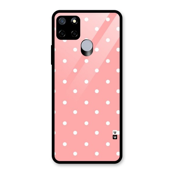 Peach Polka Pattern Glass Back Case for Realme C15