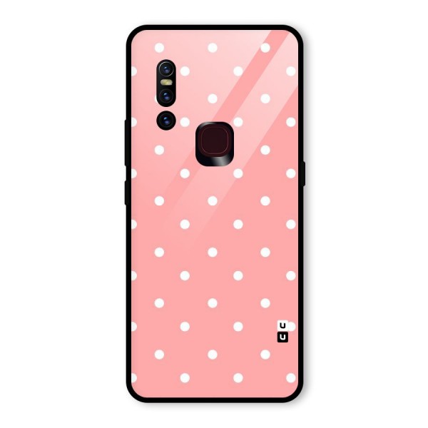 Peach Polka Pattern Glass Back Case for Vivo V15