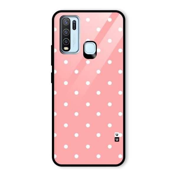 Peach Polka Pattern Glass Back Case for Vivo Y30