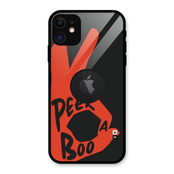 Peek-a-boo Glass Back Case for iPhone 11 Logo Cut