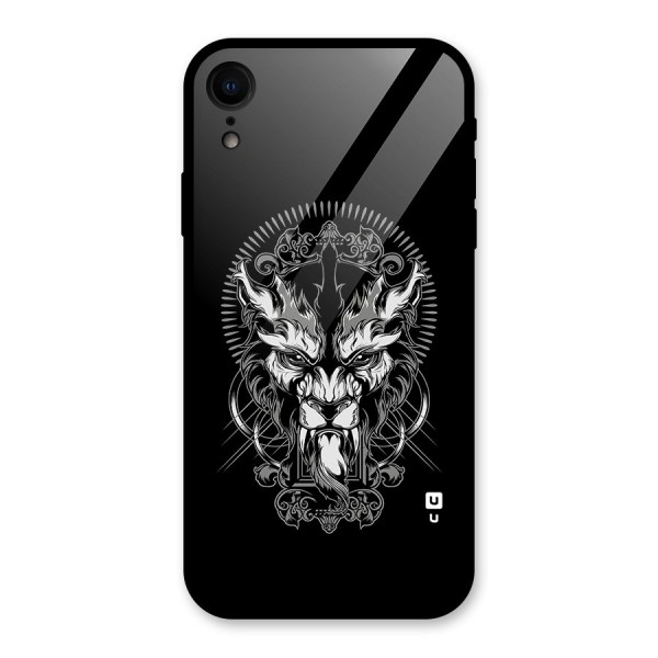 Pencil Art Lion Illustration Glass Back Case for XR