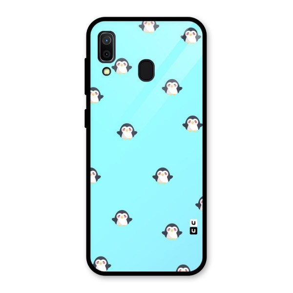 Penguins Pattern Print Glass Back Case for Galaxy A30