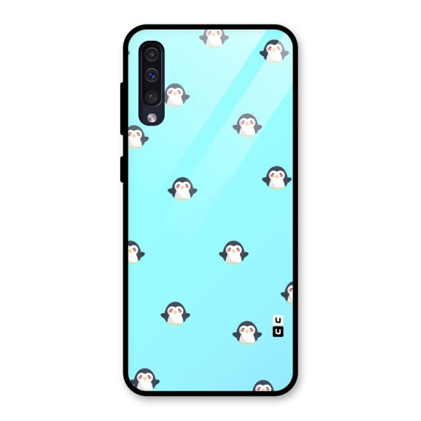 Penguins Pattern Print Glass Back Case for Galaxy A50s