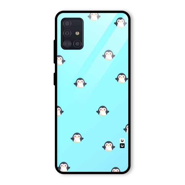 Penguins Pattern Print Glass Back Case for Galaxy A51